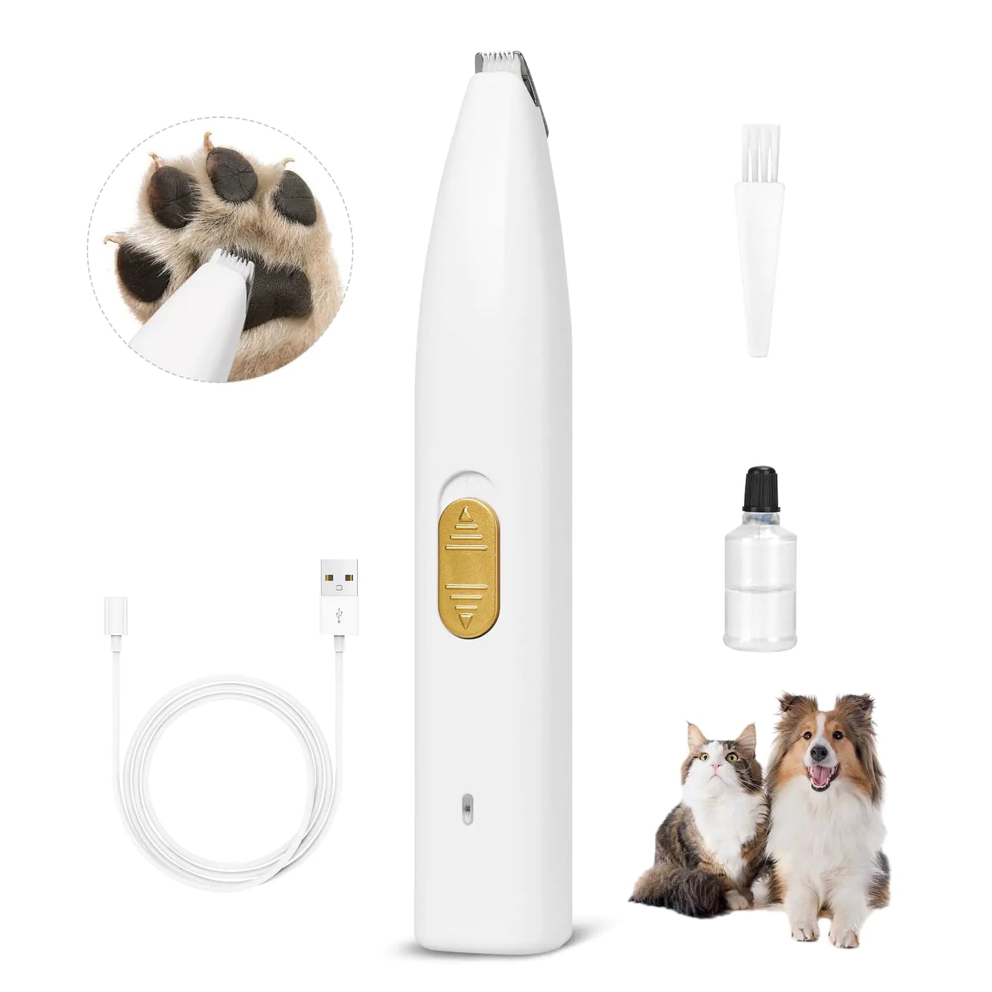 Dog Clippers for Grooming Dog Paw Trimmer Pet Paw Trimmer Mini Trimmer for Dogs Rechargeable Low Noise for Trimming Dog Cat Hair Around Paws Eyes Ears Face Rump (White)